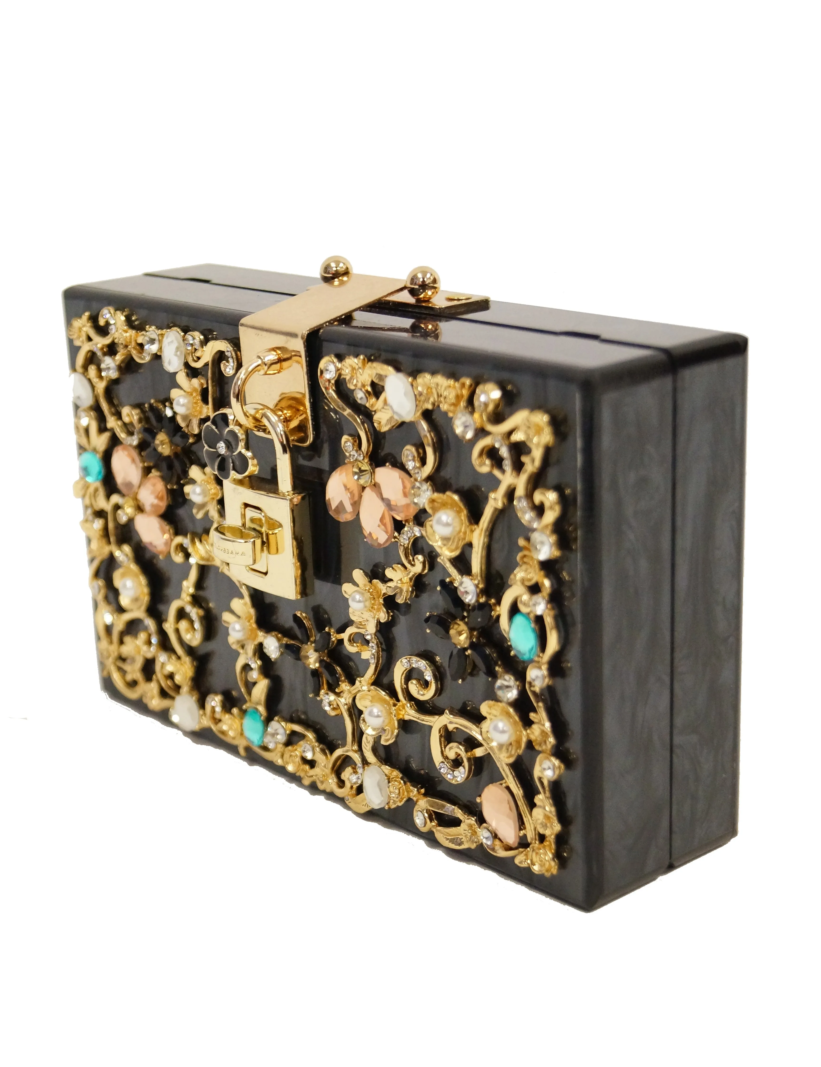 2016 Dolce & Gabbana Lucite Floral Box Purse