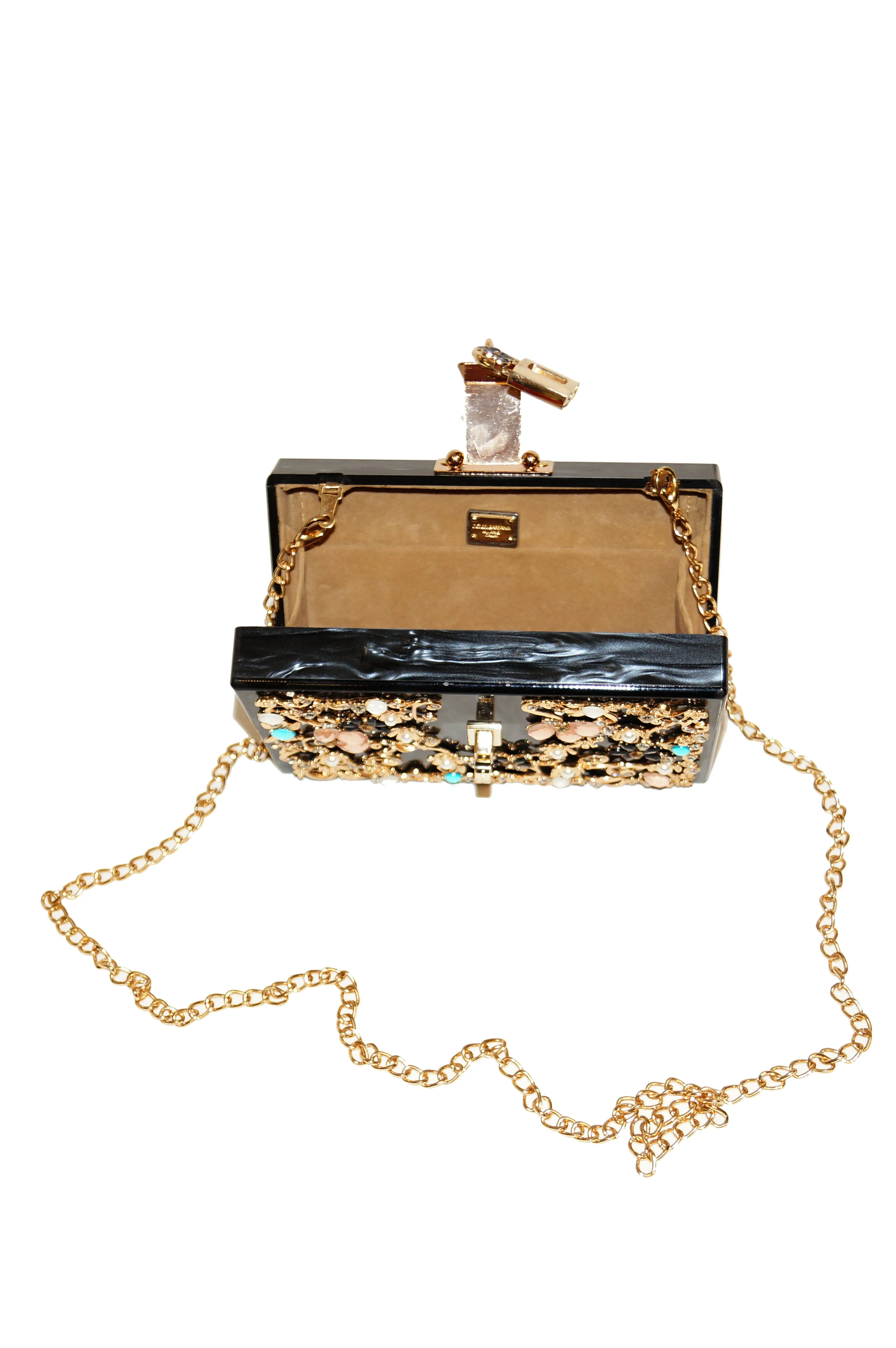 2016 Dolce & Gabbana Lucite Floral Box Purse