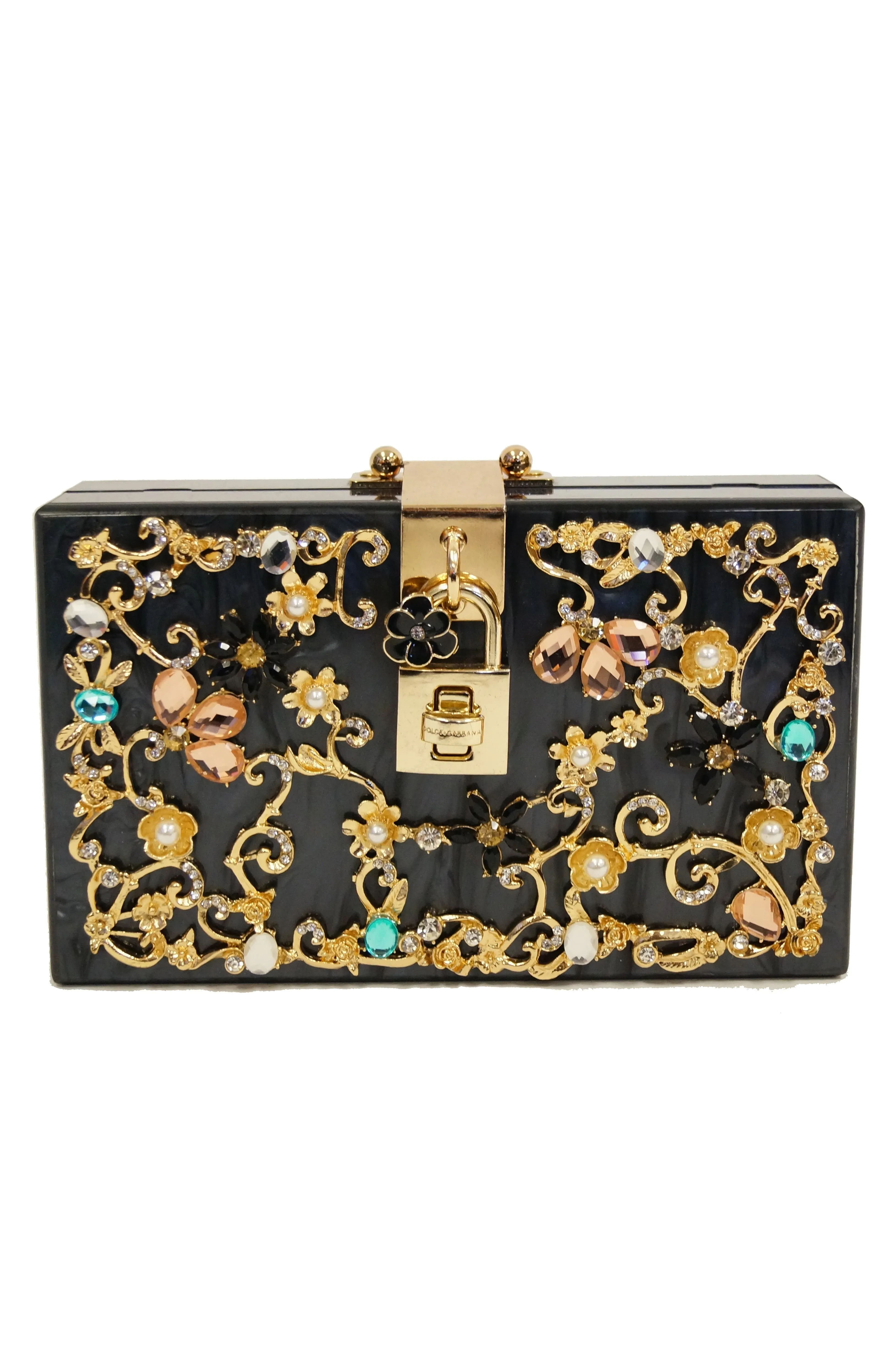 2016 Dolce & Gabbana Lucite Floral Box Purse