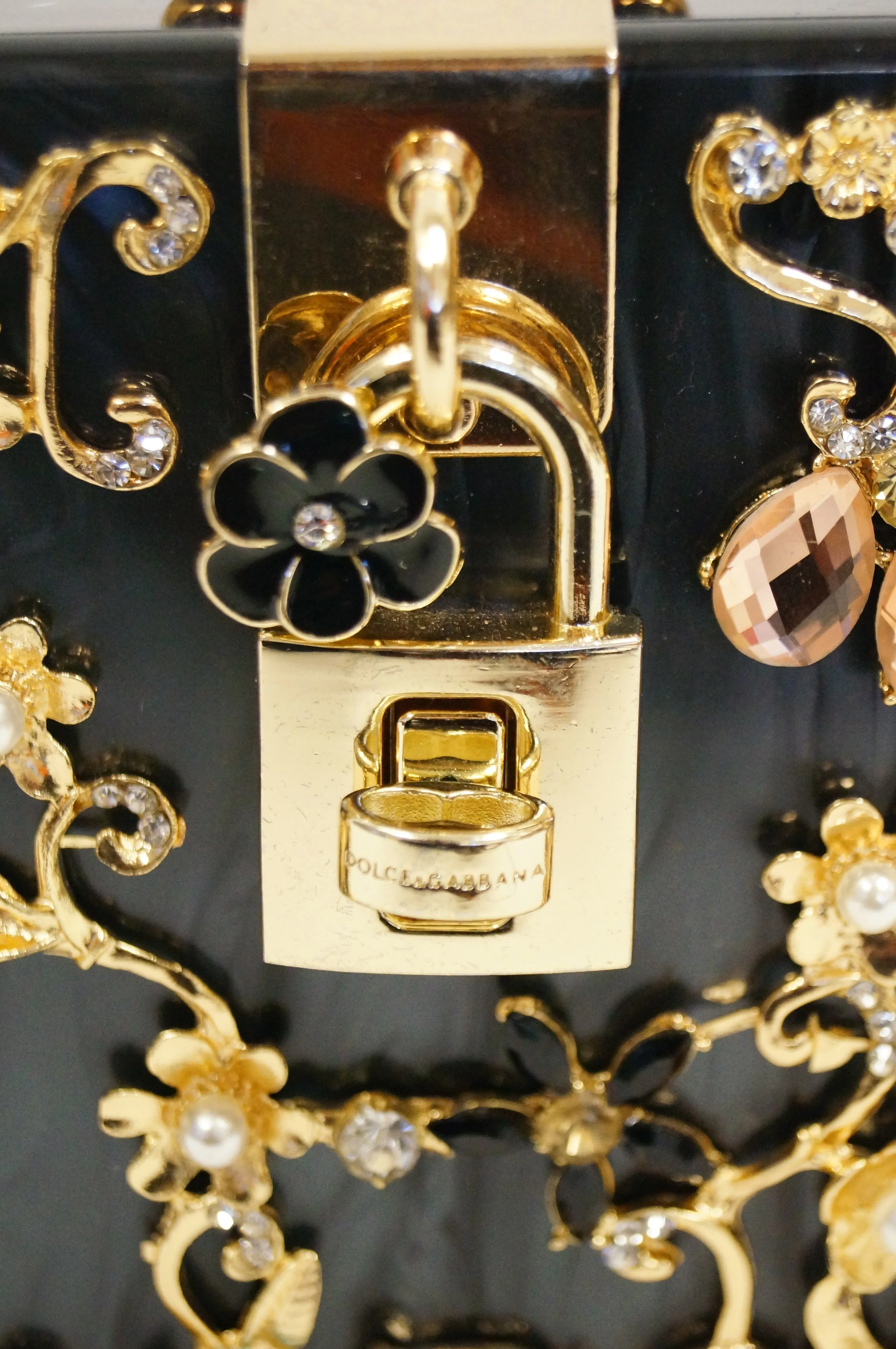 2016 Dolce & Gabbana Lucite Floral Box Purse