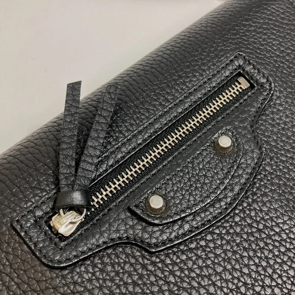 BALENCIAGA Shoulder Bag 444168 leather black Chain wallet Women Used