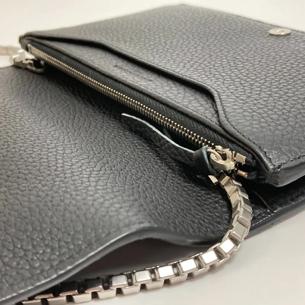 BALENCIAGA Shoulder Bag 444168 leather black Chain wallet Women Used