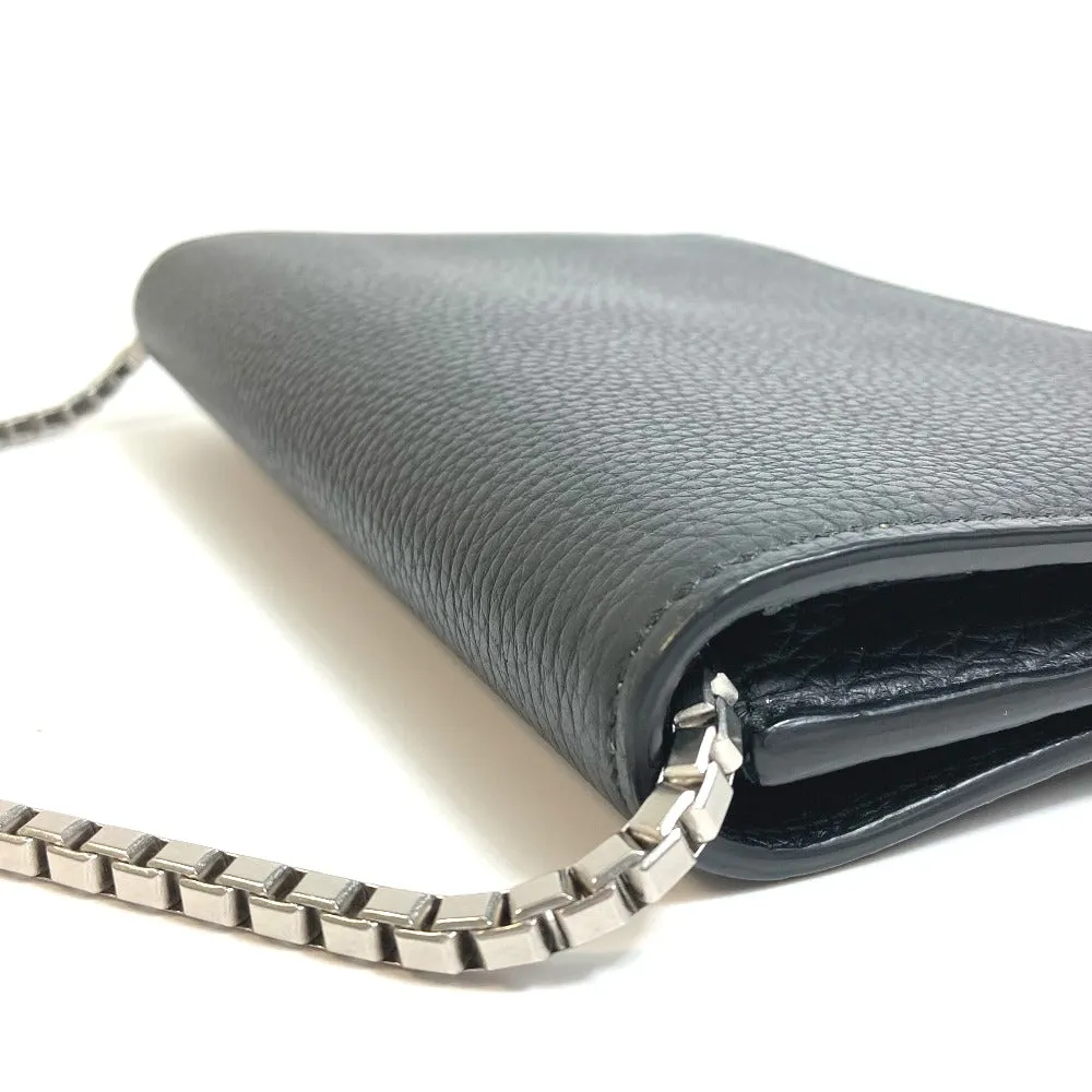 BALENCIAGA Shoulder Bag 444168 leather black Chain wallet Women Used
