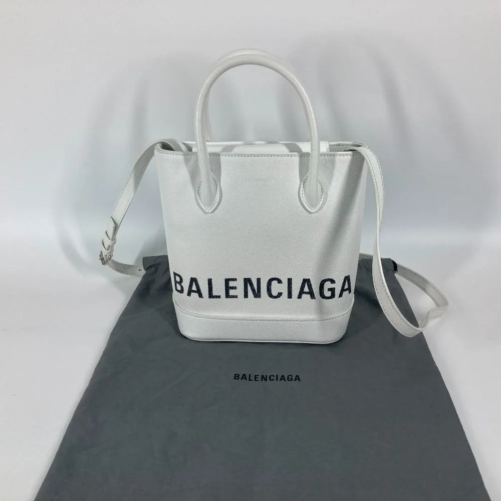BALENCIAGA Shoulder Bag 596159 leather white logo Ville XXS Women Used