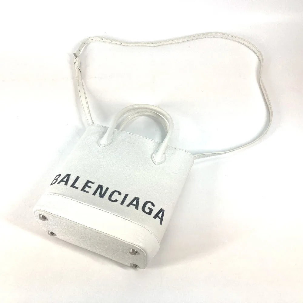 BALENCIAGA Shoulder Bag 596159 leather white logo Ville XXS Women Used