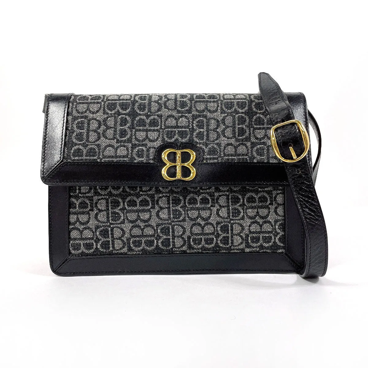 BALENCIAGA Shoulder Bag Canvas, Leather black 2WAY Vintage BB logo