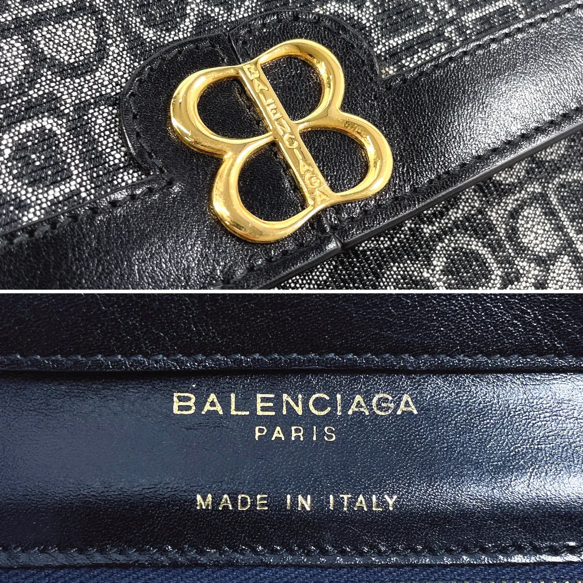 BALENCIAGA Shoulder Bag Canvas, Leather black 2WAY Vintage BB logo