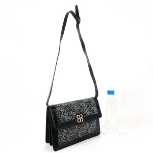 BALENCIAGA Shoulder Bag Canvas, Leather black 2WAY Vintage BB logo