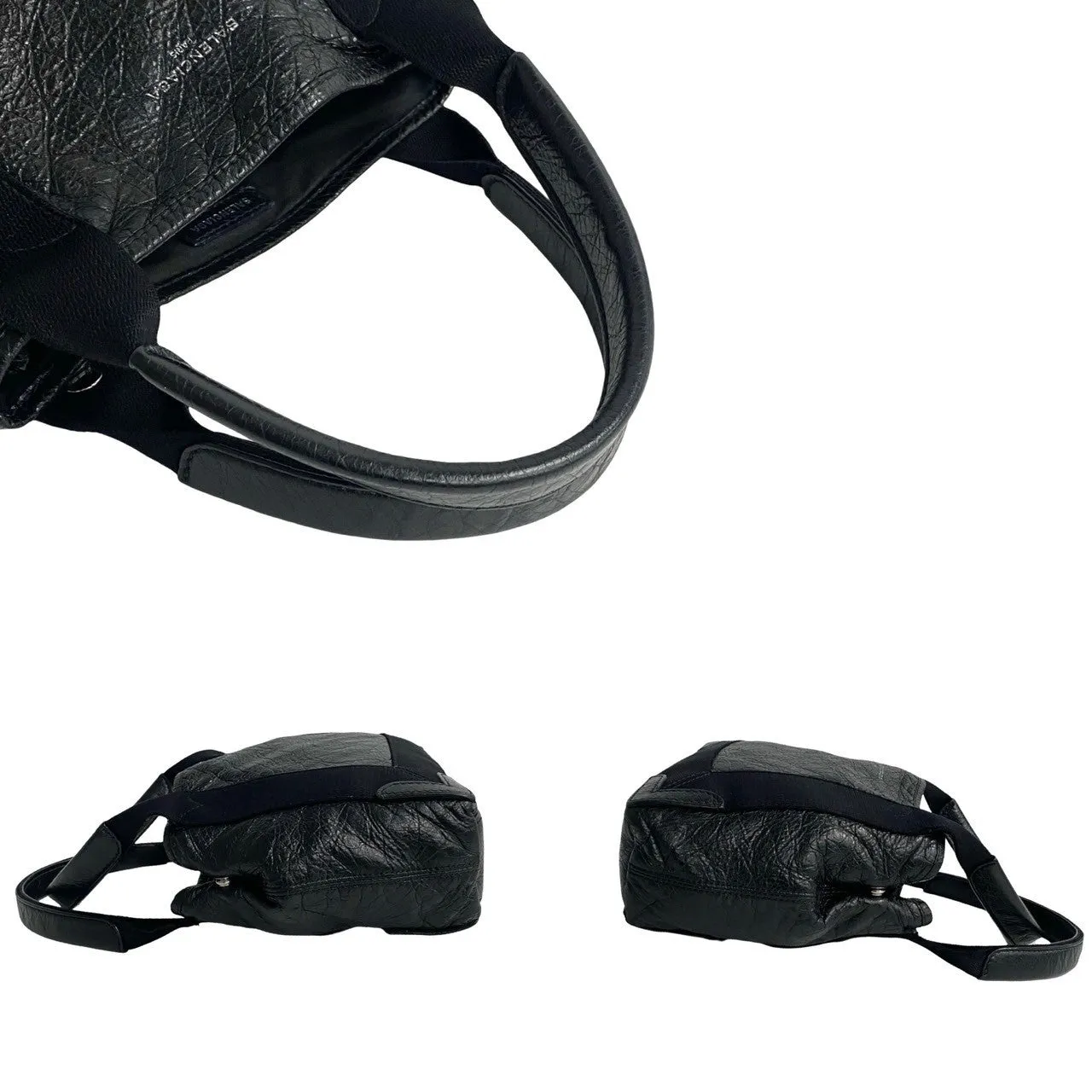 BALENCIAGA Shoulder Bag leather black Navy Cabas XS