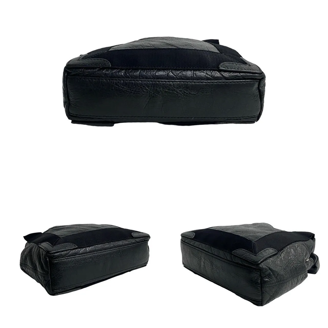 BALENCIAGA Shoulder Bag leather black Navy Cabas XS