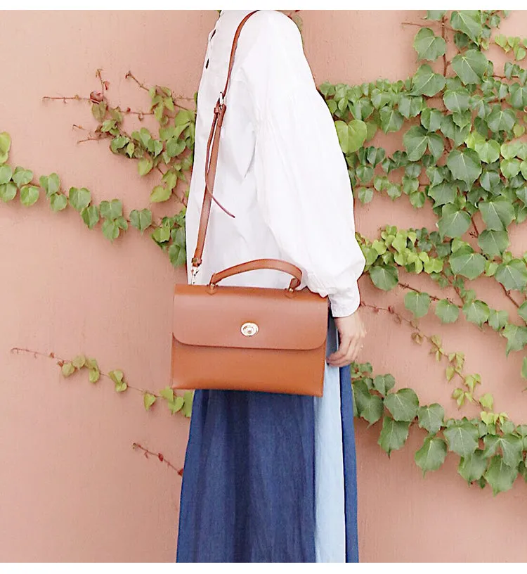 Brown Leather Women Handbag Shoulder Bag Work Bag For Women
