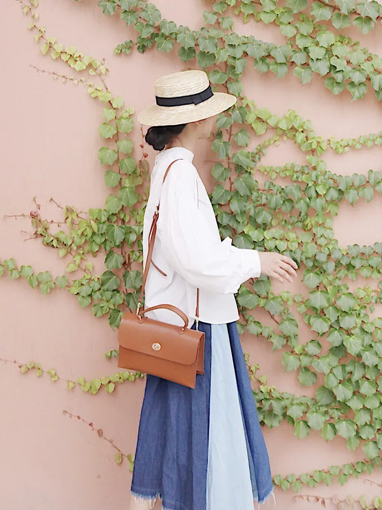 Brown Leather Women Handbag Shoulder Bag Work Bag For Women