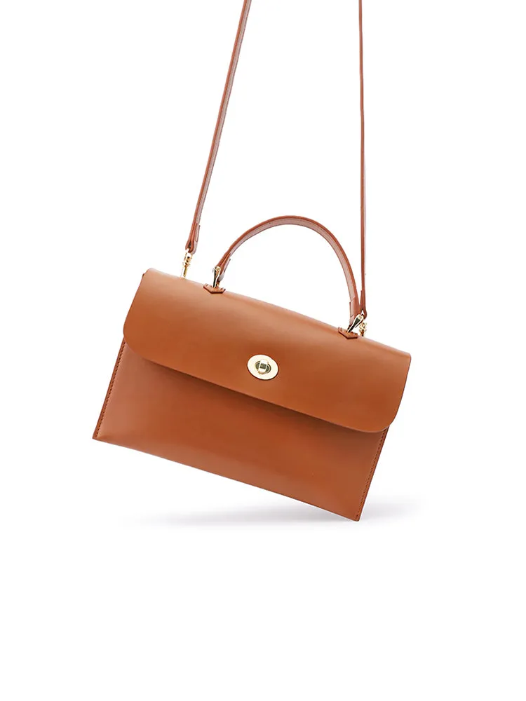 Brown Leather Women Handbag Shoulder Bag Work Bag For Women