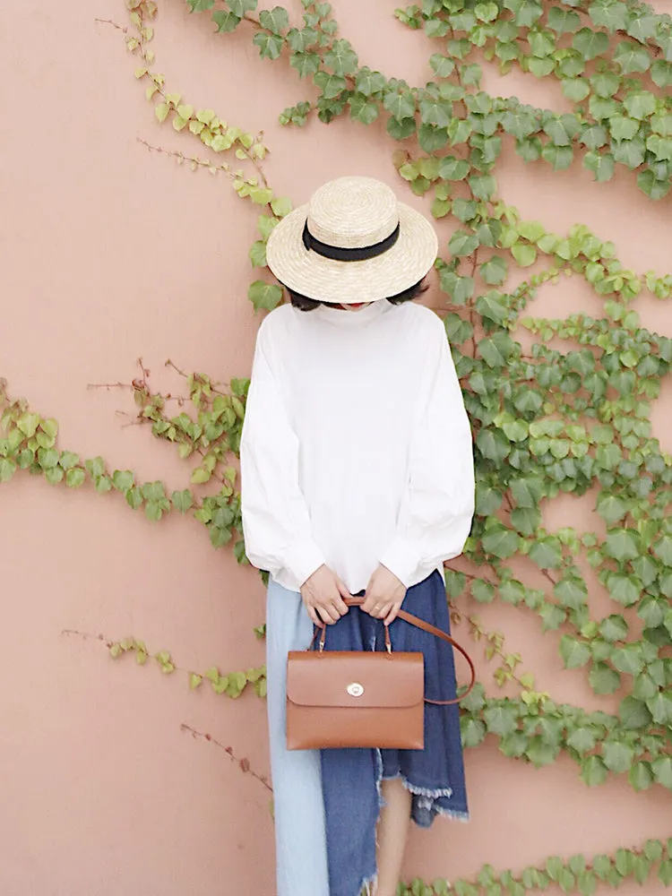 Brown Leather Women Handbag Shoulder Bag Work Bag For Women