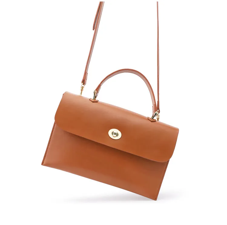 Brown Leather Women Handbag Shoulder Bag Work Bag For Women