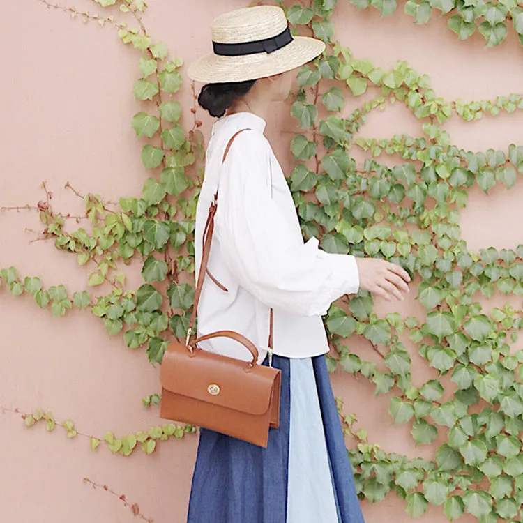 Brown Leather Women Handbag Shoulder Bag Work Bag For Women