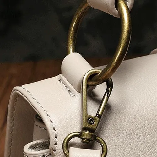 Brown Womens Fashion Leather Handbag Satchel Bags Stylish White Shoulder Purses for Ladies