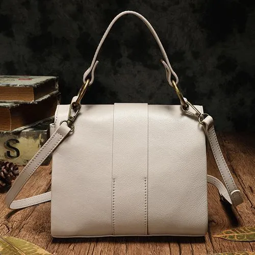 Brown Womens Fashion Leather Handbag Satchel Bags Stylish White Shoulder Purses for Ladies
