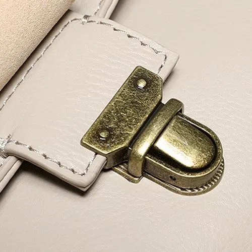 Brown Womens Fashion Leather Handbag Satchel Bags Stylish White Shoulder Purses for Ladies