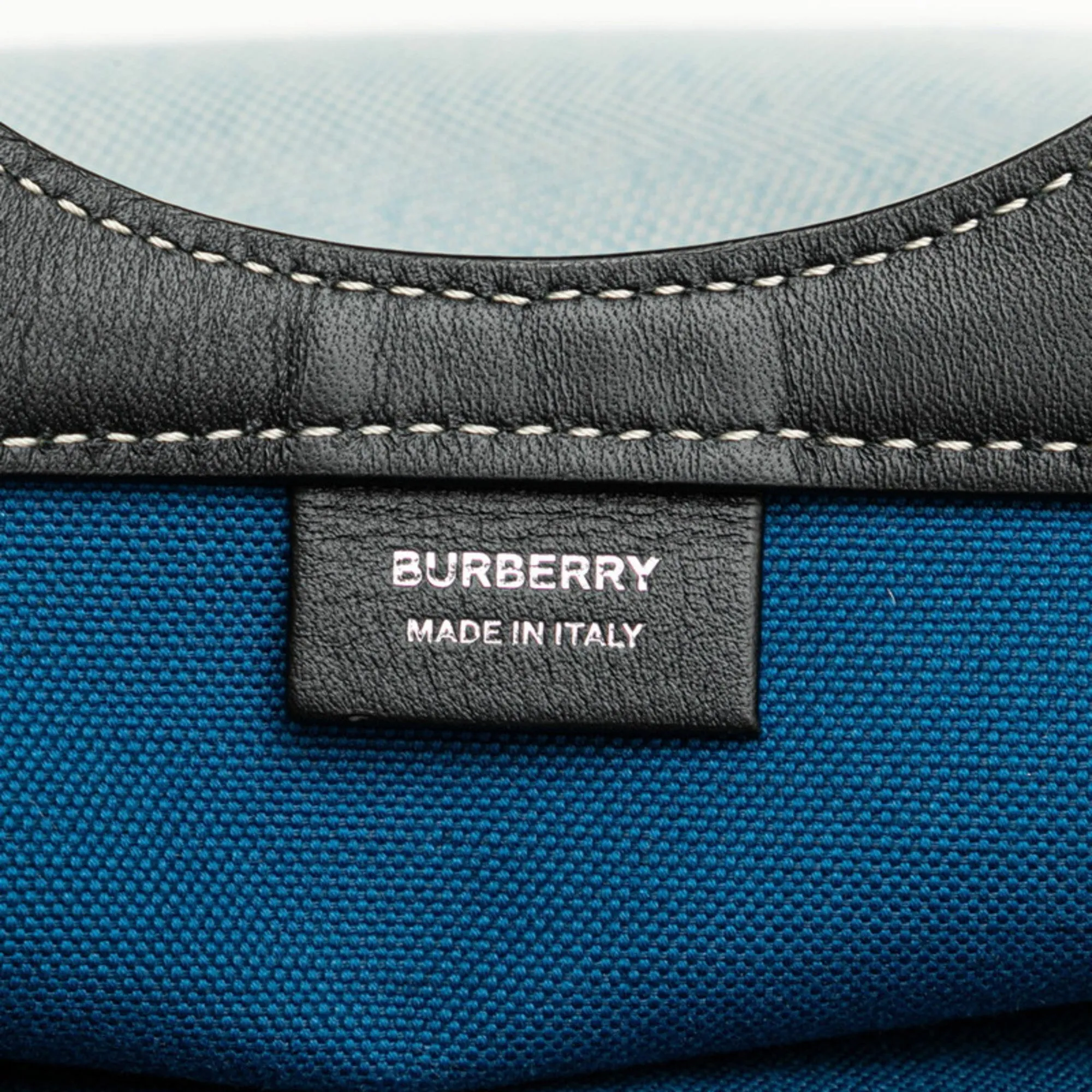Burberry  blue Canvas Leather Handbag Shoulder Bag (Pre-Owned)