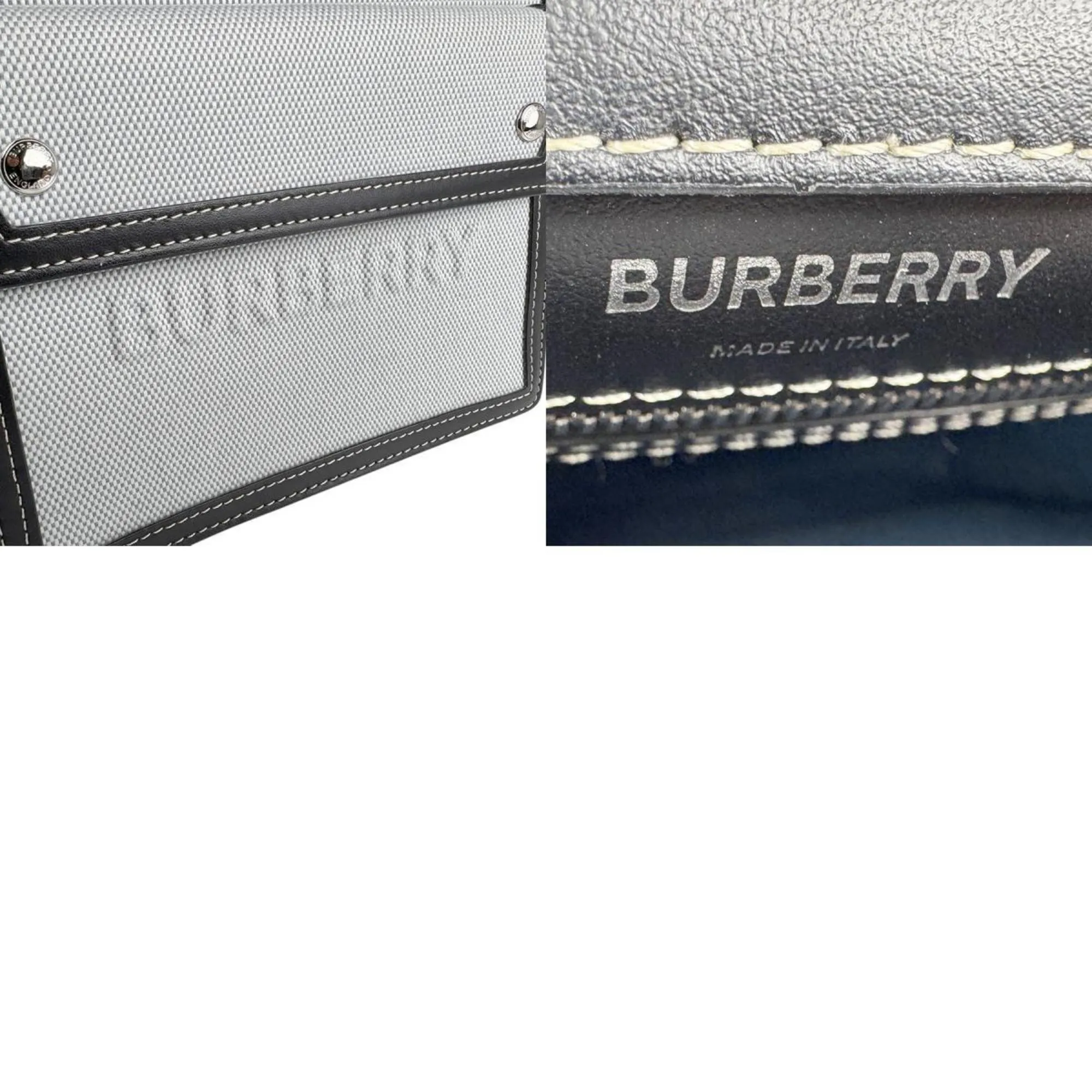 Burberry blue Canvas Leather Handbag Shoulder Bag (Pre-Owned)