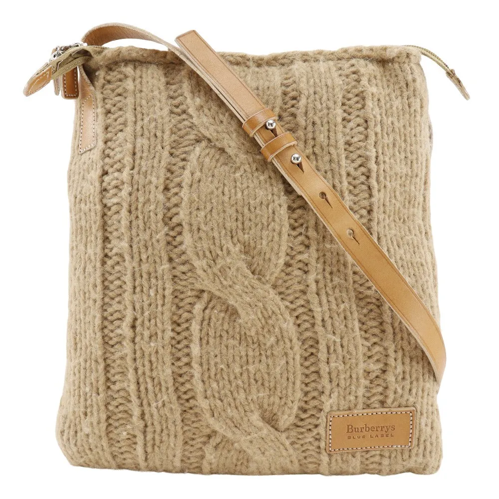 BURBERRY BLUE LABEL Shoulder Bag wool beige knit Women Used