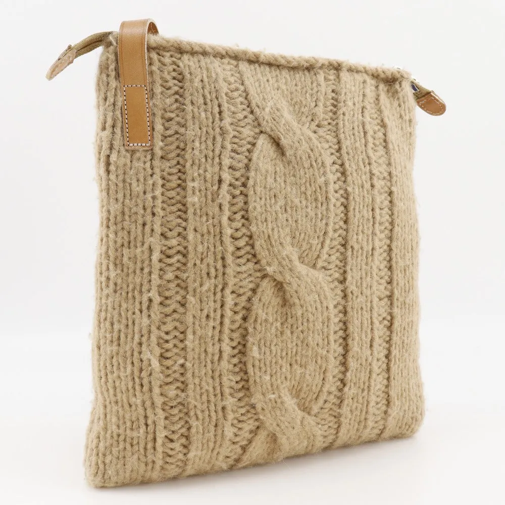 BURBERRY BLUE LABEL Shoulder Bag wool beige knit Women Used