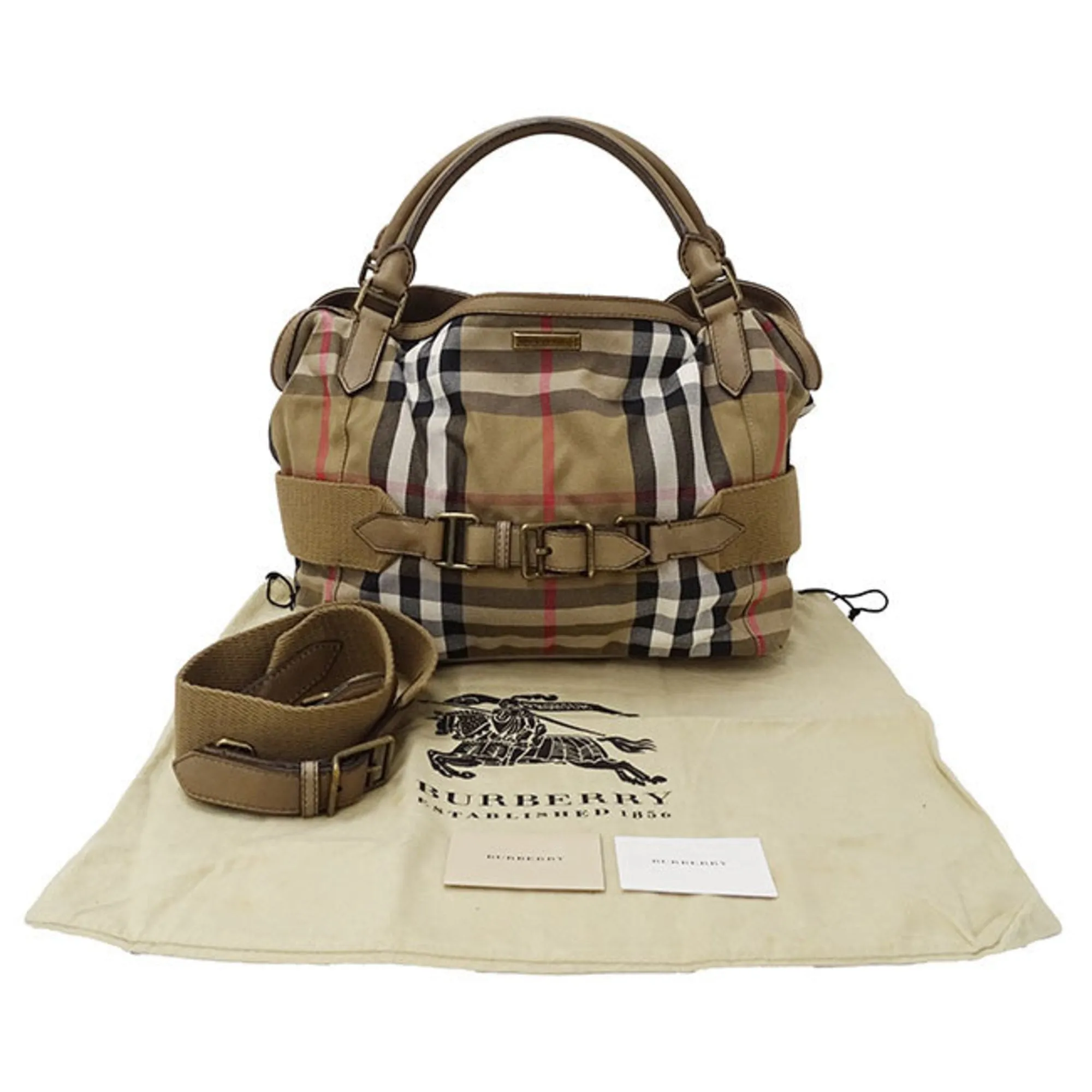 Burberry Canvas Handbag Shoulder Bag (Pre-Owned)