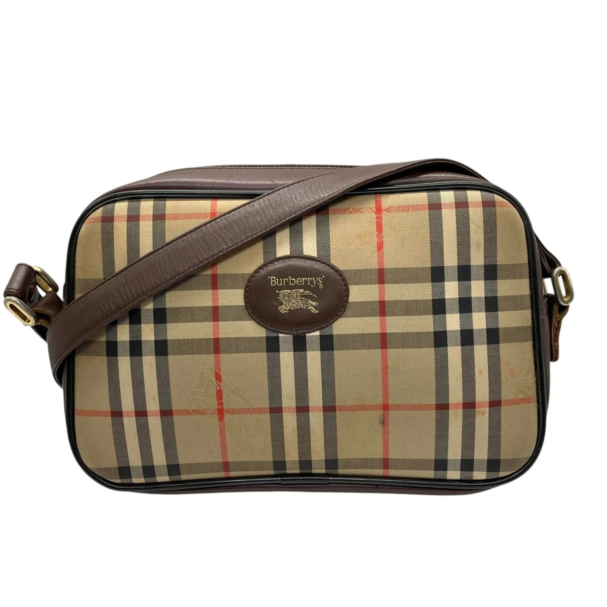 Burberry Canvas Leather Shoulder Bag (Pre-Owned)