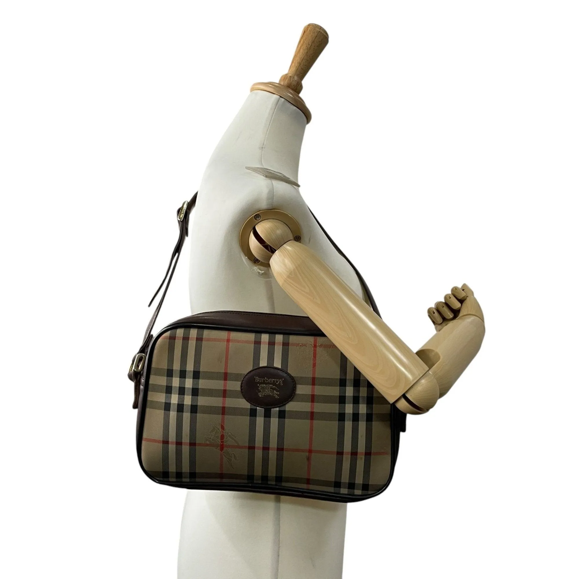 Burberry Canvas Leather Shoulder Bag (Pre-Owned)