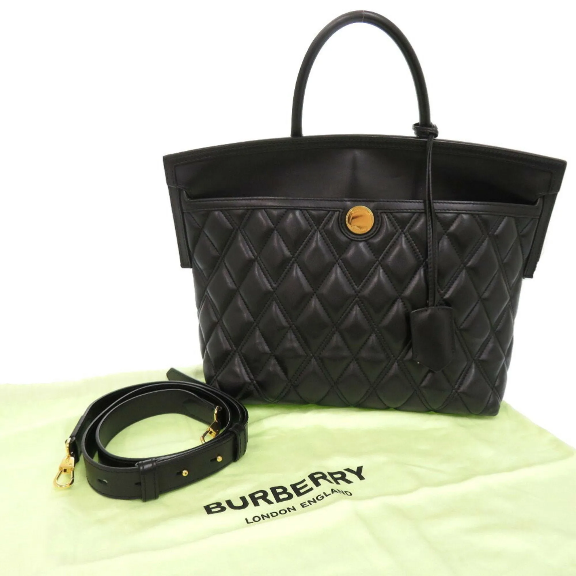 Burberry Leather Handbag Shoulder Bag (Pre-Owned)