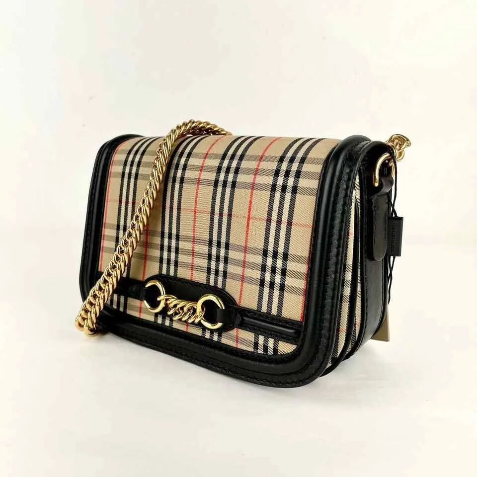 Burberry Women's House Check CanvasChain Link Shoulder Bag