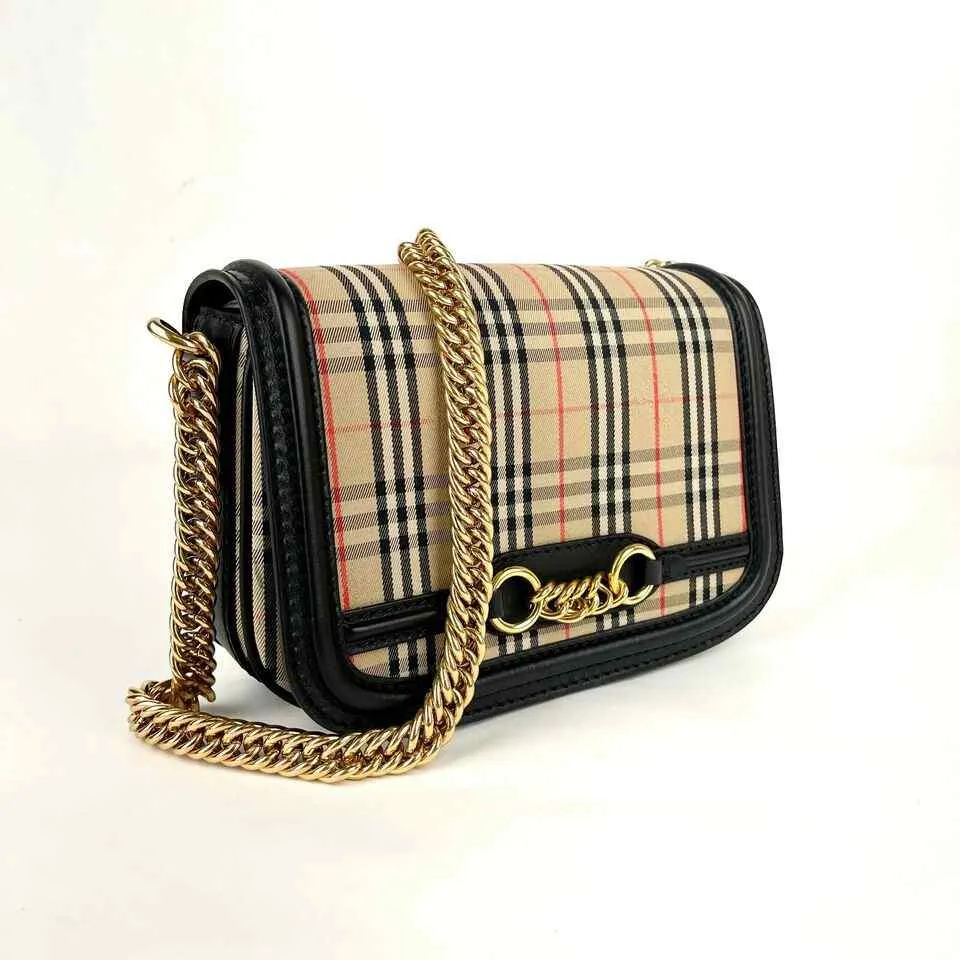 Burberry Women's House Check CanvasChain Link Shoulder Bag