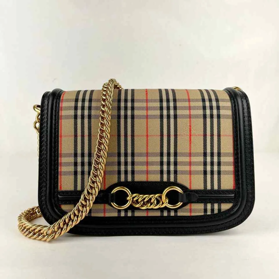 Burberry Women's House Check CanvasChain Link Shoulder Bag