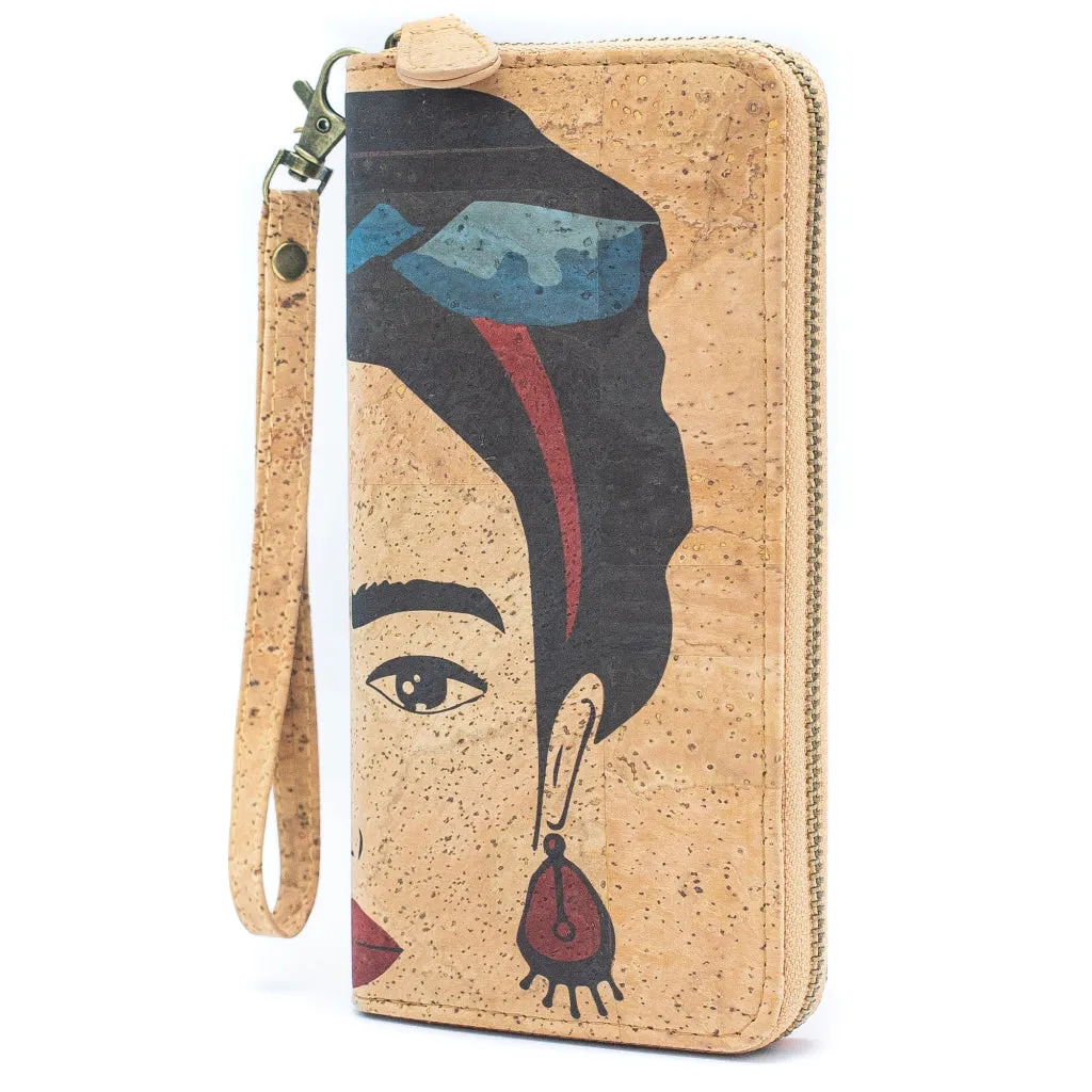 BUY 1 GET 1 FREE: Abstract Frida Art Cork Zipper Wallet- BAG-2076