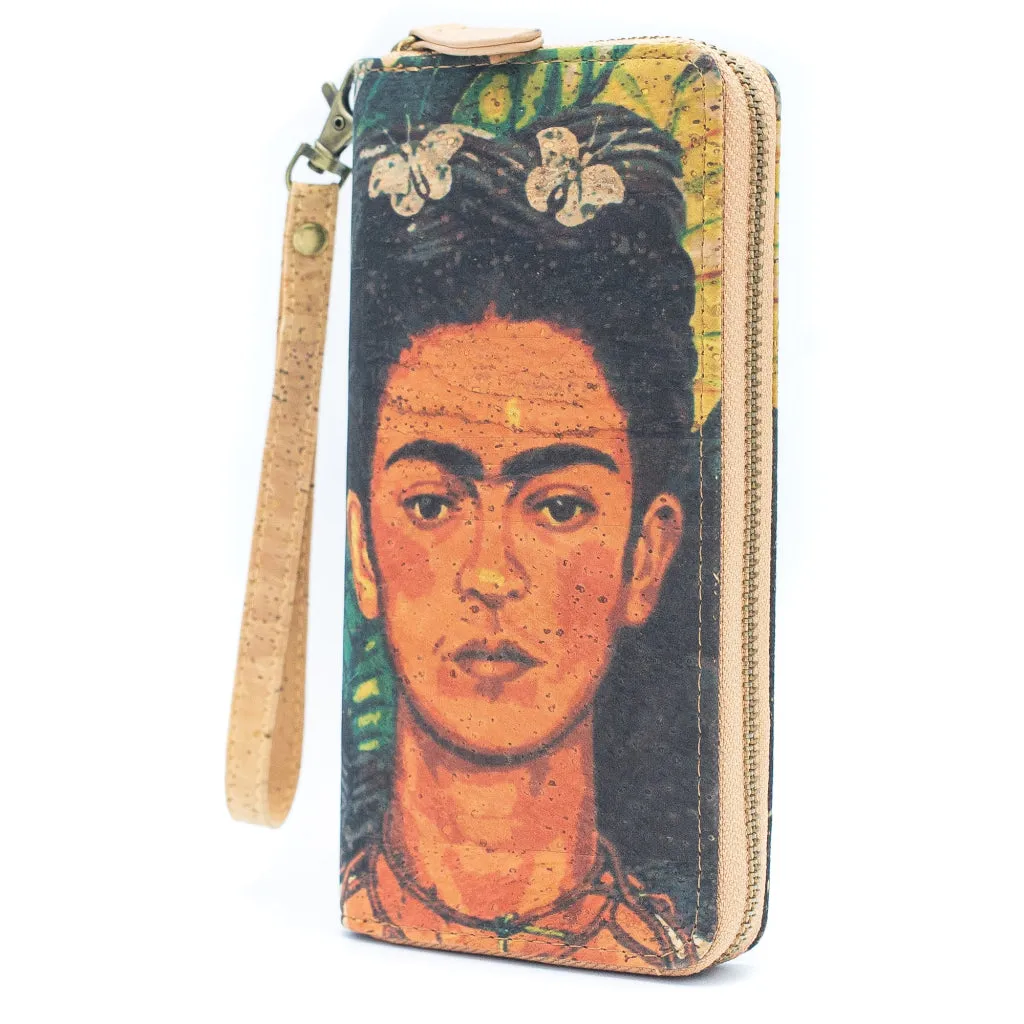 BUY 1 GET 1 FREE: Abstract Frida Art Cork Zipper Wallet- BAG-2076
