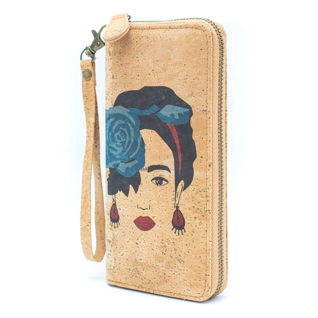 BUY 1 GET 1 FREE: Abstract Frida Art Cork Zipper Wallet- BAG-2076