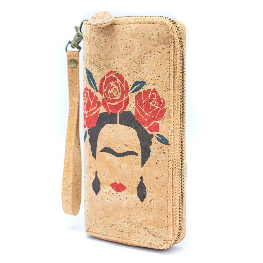 BUY 1 GET 1 FREE: Abstract Frida Art Cork Zipper Wallet- BAG-2076