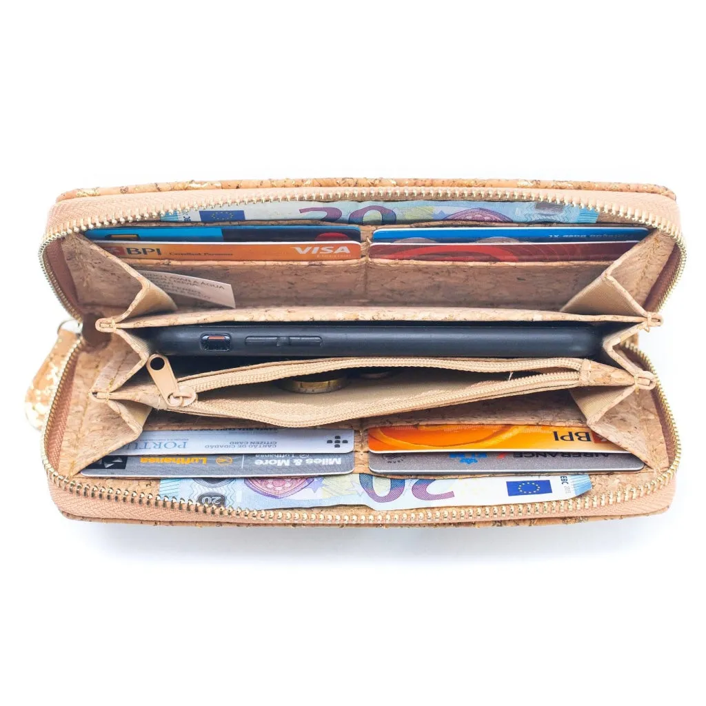 BUY 1 GET 1 FREE: Golden colors Natural cork Women Quilted Wallet Fold Card Holder Wallet  BAG-2204