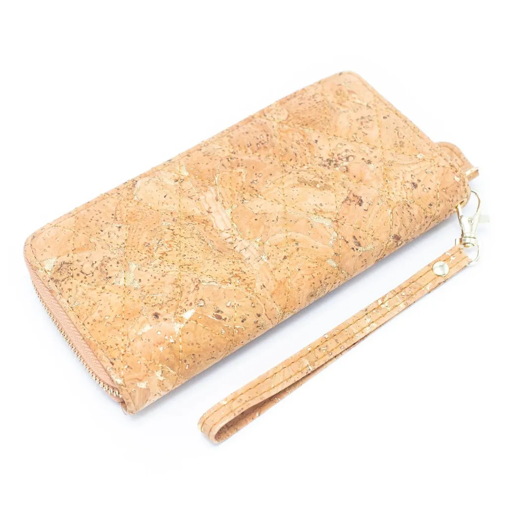 BUY 1 GET 1 FREE: Golden colors Natural cork Women Quilted Wallet Fold Card Holder Wallet  BAG-2204