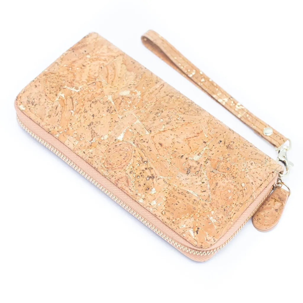 BUY 1 GET 1 FREE: Golden colors Natural cork Women Quilted Wallet Fold Card Holder Wallet  BAG-2204