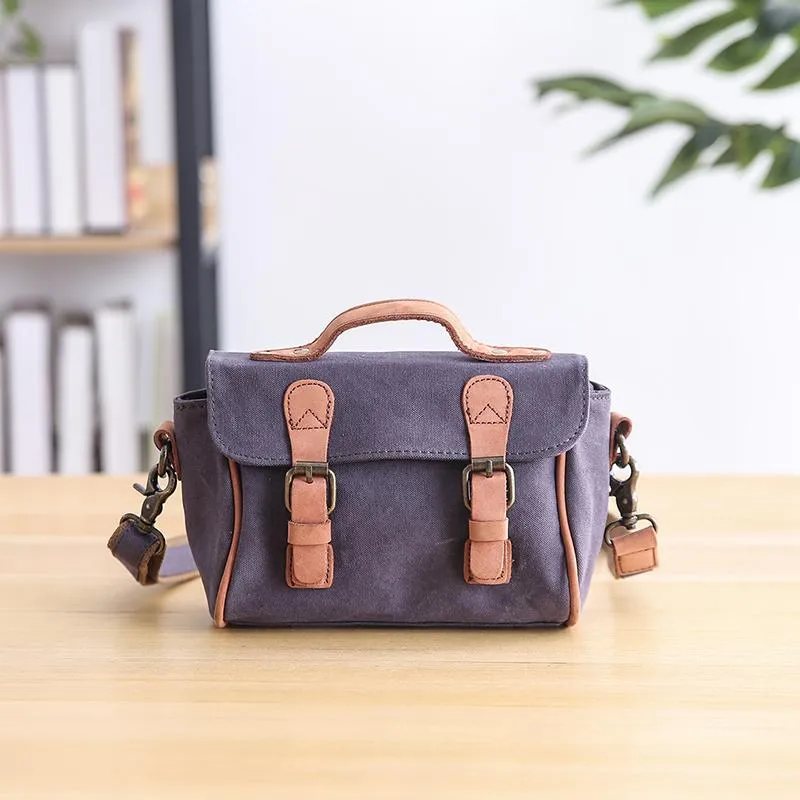 Canvas Leather Womens Green handbag Side Bag Khaki Messenger Bag Small Shoulder Bag For Men