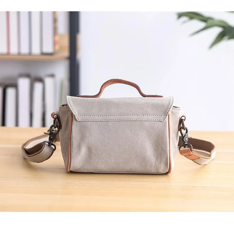 Canvas Leather Womens Green handbag Side Bag Khaki Messenger Bag Small Shoulder Bag For Men