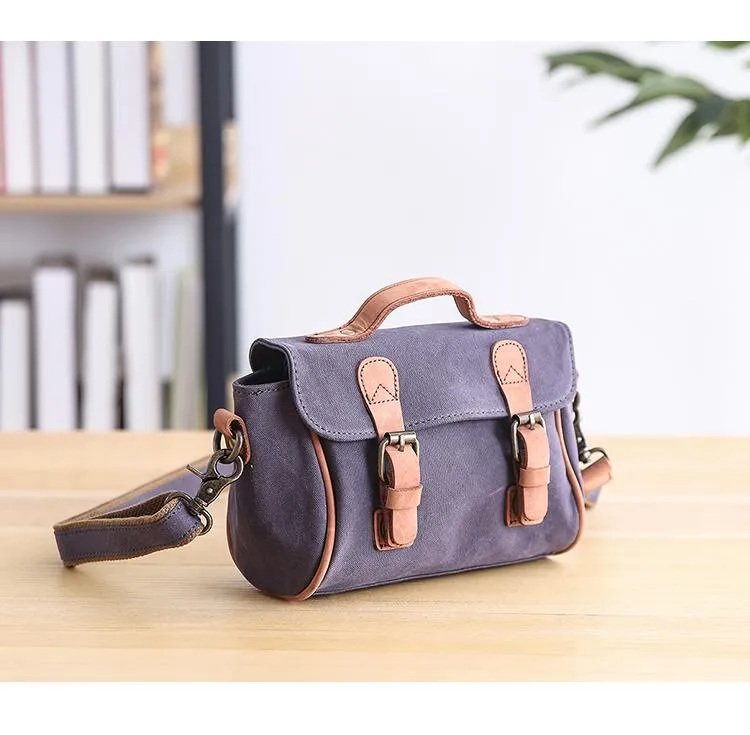 Canvas Leather Womens Green handbag Side Bag Khaki Messenger Bag Small Shoulder Bag For Men