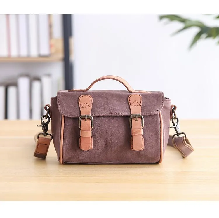 Canvas Leather Womens Green handbag Side Bag Khaki Messenger Bag Small Shoulder Bag For Men