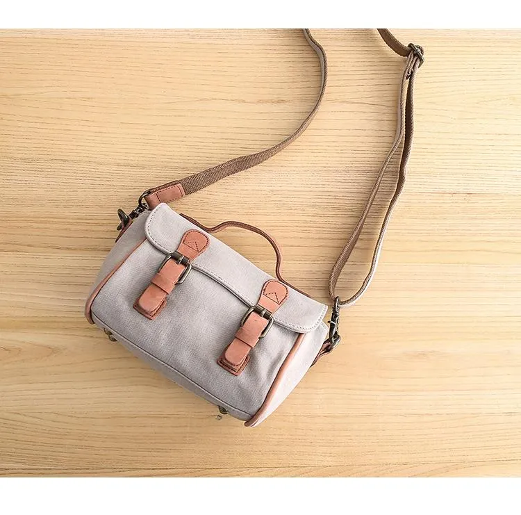 Canvas Leather Womens Green handbag Side Bag Khaki Messenger Bag Small Shoulder Bag For Men