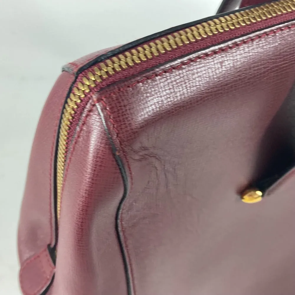 CARTIER Shoulder Bag leather wine-red Must Line