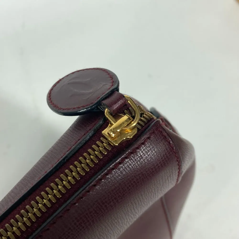CARTIER Shoulder Bag leather wine-red Must Line