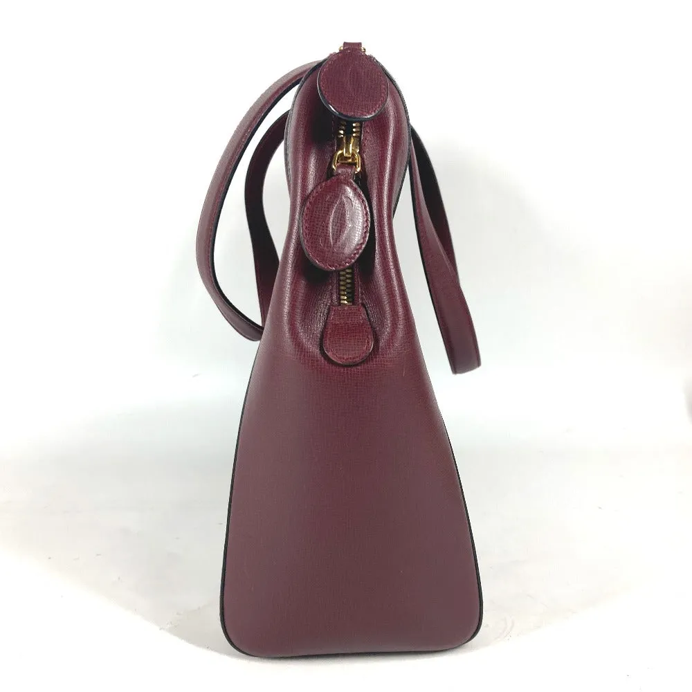 CARTIER Shoulder Bag leather wine-red Must Line