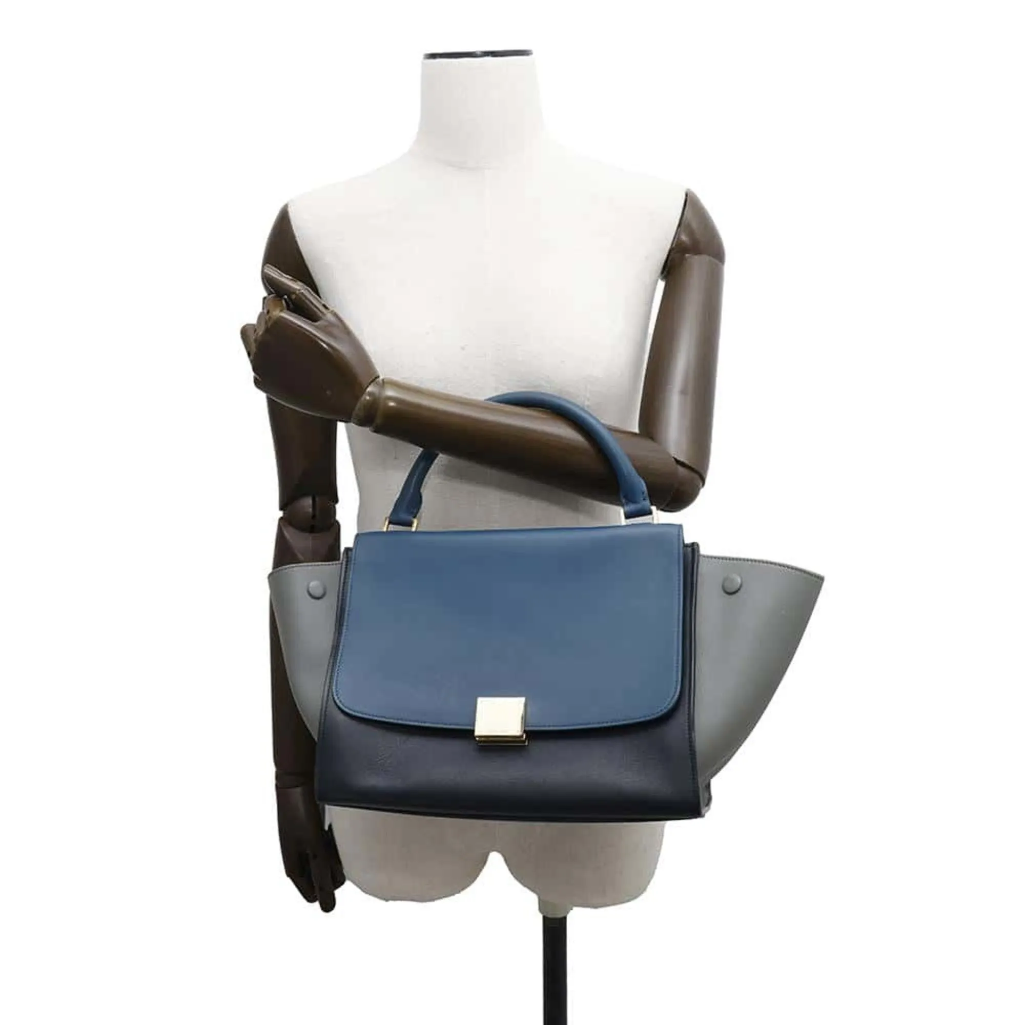 Celine blue Navy Leather Handbag Shoulder Bag (Pre-Owned)